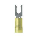 Panduit® Pan-Term® PNF10-10LF-L Locking Fork Terminal, 12 to 10 AWG Conductor, 1.05 in L, Funnel/Grip Sleeve/Serrated Barrel, Copper, Yellow