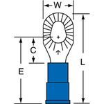 Scotchlok™ 051128-58769 Insulated Multi-Stud Ring Terminal, 16 to 14 AWG Conductor, 1.01 in L, Brazed Seam Barrel, Copper, Blue
