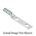 Panduit® Pan-Lug™ LCC1/0-56C-X 2-Hole Lug Compression Connector, 1/0 AWG Stranded Copper Conductor, Die Code: P42, 5/16 in Stud, Tin Plated Copper