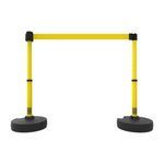 Banner Stakes PL4292 PLUS Barrier Set X2, Blank Yellow Banner, Includes: 2 PLUS Stanchions, 2 PLUS Bases, 1 PLUS Banner Head, 1 PLUS Receiver Head, Belt Length 15 ft, Suitable for Indoor/Outdoor Use