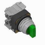 Allen-Bradley 800T-24HG2KB6TX 800T PB, 30mm Selector Switch, 2 Position Selector Switch, 24V AC/DC, Std Knob Type, Green, KB6 Cam, KB6 Cam, Maintained, 24V AC/DC, Incandescent Lamp, 1-NO 1-NC Logic Reed Contacts, Std Knob Maintained