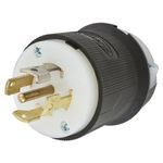 Wiring Device-Kellems HBL2821ST - Twist-Lock® Edge Plug with Spring Termination, 30A, 3P 277/480V, L22-30P, Black and White, Plug, 4 Poles, 5 Wires, Screwless Termination