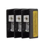 Bussmann 16280-3 Barrier Power Distribution Block, 600 VAC/VDC, 175 A, 3 Pole, 14 to 2/0 AWG Wire, Aluminum/Molded Thermoplastic