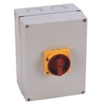 Rockwell Automation IEC Load Switch, IP65 (Thermoplastic) - Base / DIN Rail, OFF-ON 90°, 63A, 3 Poles, Supplied with a Type N Red/Yellow Actuator