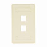 Bryant Electric iSTATION™ IFP12LA Rear Load Keystone Faceplate With Label Fields, 1 Gang, 2 Ports, Voice/Data/Video Module, Flush Mount, Thermoplastic