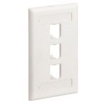 Panduit® CFPL3WHY Label Pocket Faceplate, 1 Gang, 3 Ports, Mini-Com® Module, Surface Mount, ABS