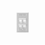 QuickPort® 42081-4WS Angled Wallplate With ID Window, 1 Gang, 4-1/2 in L x 2-3/4 in W, Plastic, White