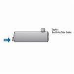 Donaldson® M100052 4-Style Round Muffler, 4.02 in Inlet x 4.02 in Outlet, 10 in Dia x 27.99 in L Body, 968 to 1677 cfm