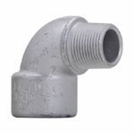 Crouse-Hinds EL196 Dust-Ignitionproof Male/Female Threaded Short Explosionproof Conduit Elbow, 1/2 in Trade, 90 deg Angle, Ductile Iron/Feraloy® Iron Alloy, Electro-Galvanized/Aluminum Acrylic Painted