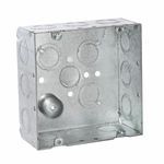 RACO® 257 Square Box, Steel, 42 cu-in Capacity, 16 Knockouts, 4.688 in H x 4.688 in W x 2.125 in D Dimensions