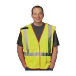 PIP® 302-0210-LY/L X-Back Safety Vest, L, Hi-Viz Lime Yellow, Polyester, Hook and Loop Closure, 3 Pockets, ANSI Class: Class 2, Specifications Met: ANSI 107 Type R, CAN/CSA Z96