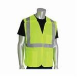 PIP® 302-5PMVLY-L 302-5PMV Safety Vest, L, Hi-Viz Lime Yellow, Polyester, Hook and Loop Closure, 3 Pockets