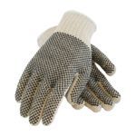 PIP® 37-C112PDD/L Gloves, Coated, Full Finger/Seamless Style, L, PVC Palm, 7 ga Cotton/Polyester, Black/Natural, Knit Wrist Cuff, PVC Coating, Resists: Abrasion and Cut, Cotton/Polyester Lining