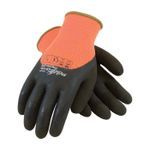 PIP® PowerGrab™ Thermo 41-1475/L High Visibility General Purpose Gloves, Coated/Cold Protection, Full-Finger Style, L, Latex Palm, Terrycloth, Brown/Orange/Tan, Continuous Knit Wrist Cuff, Latex Coating, Resists: Abrasion, Cut, Puncture and Tear