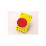 REES 00222-002 Non-Illuminated Rectangular Heavy Duty Pushbutton, 2-1/4 in, #66 NC Contact Configuration, Slow Break Contact, Hand Operator, Red/Yellow
