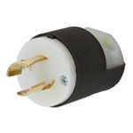 Wiring Device-Kellems Twist-Lock® Insulgrip® HBL7102C 1-Phase Grounding Male Standard Locking Plug, 250 VAC, 20 A, 2 Pole, 3 Wires, Black/White