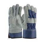 PIP® 82-7563/XL Silver 82-7563 A/B-Grade General Purpose Gloves, Leather Palm, Gunn Cut/Full Finger/Wing Thumb Style, XL, Shoulder Split Cowhide Leather Palm, 75% Cowhide Leather/25% Cotton, Blue/Green/White, Rubberized Safety Cuff, Uncoated Coating