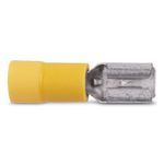 Catamount® TV10-250FD-XV 250 Female Disconnect, 12 to 10 AWG Conductor, 0.25 in W x 0.032 in THK Tab, Long Barrel, Brass, Yellow, Insulated: Insulated