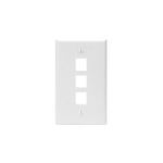 QuickPort® 41080-3WP Standard Wallplate, 1 Gang, 4.53 in H x 2.77 in W, Plastic, White