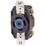 Leviton® V-0-Max® 2810 3-Phase Grounding Locking Receptacle, 120/208 VAC, 30 A, 4 Poles, 5 Wires, Black