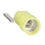 Panduit® Pan-Term® PNF10-10LF-L Locking Fork Terminal, 12 to 10 AWG Conductor, 1.05 in L, Funnel/Grip Sleeve/Serrated Barrel, Copper, Yellow