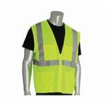 PIP® 302-MVGZ4PLY-L 302-MVGZ4P Safety Vest, L, Hi-Viz Lime Yellow, Polyester, Zipper Closure, 4 Pockets, ANSI Class: 2