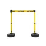 Banner Stakes PL4283 PLUS Barrier Set X2, Yellow Double-Sided "Caution", Includes: 2 PLUS Stanchions, 2 PLUS Bases, 1 PLUS Banner Head, 1 PLUS Receiver Head, Belt Length 15 ft, Suitable for Indoor/Outdoor Use