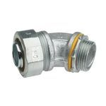 Crouse-Hinds Liquidator™ LTB10045GC Insulated Liquidtight Conduit Connector With Locknut, 1 in Trade, 45 deg Angle, Malleable Iron, Electroplated Zinc