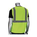 PIP® 302-V100LY-L/XL 302-V100 Breathable Safety Vest, L/XL, Hi-Viz Lime Yellow, Polyester Mesh, Zipper Front Closure