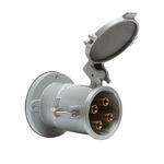 Wiring Device-Kellems HBL® Insulgrip® HBL5200RS1WR Grounding Style 1 Reversed Single Flanged Standard Pin and Sleeve Receptacle, 600 VAC, 200 A, 4 Poles, 5 Wires, Black/Gray