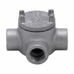 Crouse-Hinds Condulet® GUAT16 Type T Conduit Outlet Box With Cover, 1/2 in, 3 in Cover Opening, 13.3 cu-in Capacity, Electro-Galvanized/Aluminum Acrylic Painted