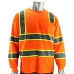 PIP® 313-1345-LY/S 313-1345 2-Tone Long Sleeve T-Shirt, S, Hi-Vis Yellow, Polyester Birdseye Mesh