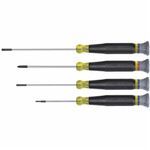 Klein® 85613 Electronic Screwdriver Set, Measurement System: Imperial, 4 Piece, Insulated: No, Screwdriver Types Included: Phillips®/Slotted, Steel, Polished Chrome