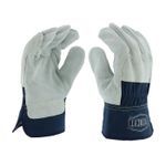 Ironcat® IC65/XXXL Welding Gloves, 3XL, Canvas/Kevlar®/Split Cowhide Leather, Blue/Gray, Cotton Lining, Rubberized Safety/Shirred Elastic Cuff, 12 in L