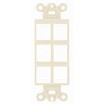 PREMISE WIRING ISF6EI Unloaded Decorator Outlet Frame, 1 Gangs, 6 Ports, ABS, For Use With Data, Fiber, Audio/Video Connectors, Electric Ivory
