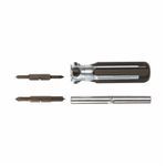 Klein® 32460 4-in-1 Quick-Change Screwdriver Set, Measurement System: Imperial, 4 Piece, No ESD-Safe, Insulated: No, Steel, Polished Chrome