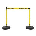 Banner Stakes PL4285 PLUS Barrier Set X2, Yellow "Caution-Do Not Enter", Includes: 2 PLUS Stanchions, 2 PLUS Bases, 1 PLUS Banner Head, 1 PLUS Receiver Head, Belt Length 15 ft, Suitable for Indoor/Outdoor Use