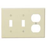 Leviton® 86021 Standard Wallplate, 3 Gangs, 4.5 in H x 6.38 in W, Plastic, Ivory