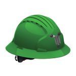 JSP® 280-EV6161M-30 Evolution® 6161M Deluxe Full Brim Non-Vented Mining Hard Hat, HDPE Shell/Non-Corrosive Steel Lamp Bracket, 6-Point Polyester Strap Suspension, ANSI Electrical Class Rating: Class E, ANSI Impact Rating: Type I, Wheel Ratchet Adjustment