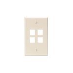QuickPort® 41080-4TP Standard Size Wallplate, 1 Gang, 4-1/2 in H x 2-3/4 in W, Plastic, Light Almond