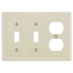 Wiring Device-Kellems NPJ28LA Mid-Size Combination Wallplate, 3 Gangs, 4.88 in H x 6.75 in W x 0.25 in D, Nylon, Light Almond