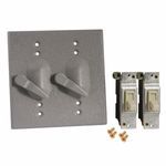 BELL® 5124-0 2-Toggle 1-Pole Weatherproof Cover, 4.531 in W x 0.859 in D, Die Cast Aluminum