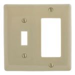 Wiring Device-Kellems NP126I Standard Combination Wallplate, 2 Gangs, Ivory, 4.63 in H x 4.68 in W, Nylon