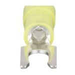 Panduit® Pan-Term® PNF10-10LF-L Locking Fork Terminal, 12 to 10 AWG Conductor, 1.05 in L, Funnel/Grip Sleeve/Serrated Barrel, Copper, Yellow