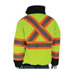 PIP® 333-1745X-LY/4X 333-1745X-LY 2-Tone Insulated X-Back Bomber Jacket, Black/Hi-Viz Lime Yellow, 300D Polyester, 70 in Chest, Resists: Water, ANSI 107 Type R Class 3