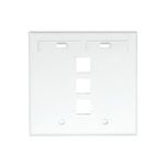 QuickPort® 42080-3WP Standard Size Wallplate With ID Window, 2 Gangs, 4.53 in H x 4.625 in W, Plastic, White