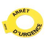Rockwell Automation 800F Legend Plate, 60mm Round, Universal: ARRÊT D'URGENCE, Yellow with Black Legend Text, 30.5mm Opening
