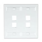 QuickPort® 42080-4WP Standard Size Wallplate With ID Window, 2 Gangs, 4.53 in H x 4.625 in W, Plastic, White