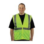 PIP® 302-0702Z-LY/4X 302-0702Z Breathable Safety Vest, 4XL, Hi-Viz Lime Yellow, Polyester Mesh, Zipper Front Closure