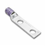 BURNDY® HYLUG™ YA2C2LN YA-2LN 2-Hole Compression Lug With Inspection Window, 2 AWG Copper Conductor, Die Code: 10, 1/2 in Stud, Copper